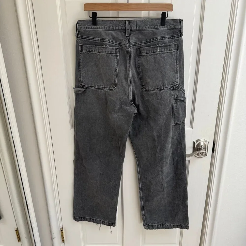 Abercrombie & Fitch Authentic Rigid Denim Baggy Carpenter Jeans Gray 32x30